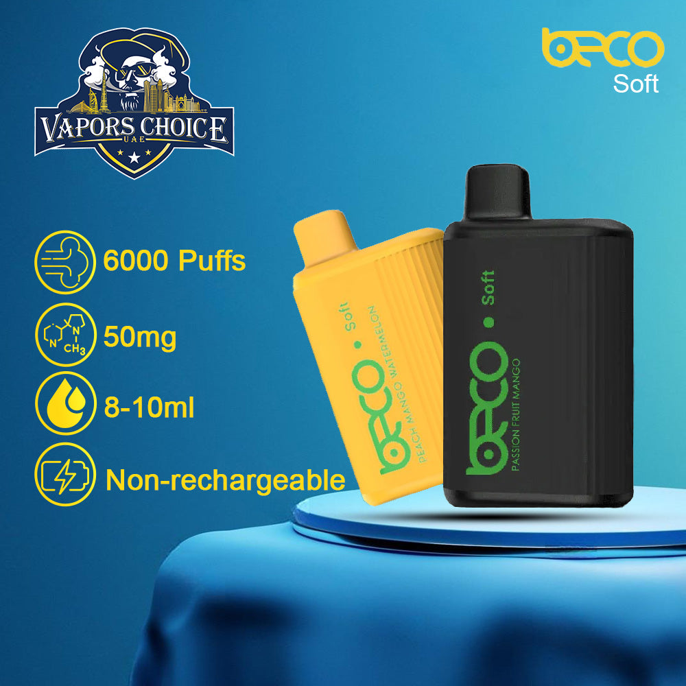 BECO SOFT (20 & 50mg) 6000 - PUFFS DISPOSABLE VAPE (Non-Rechargeable) 1st UAE Abu Dhabi