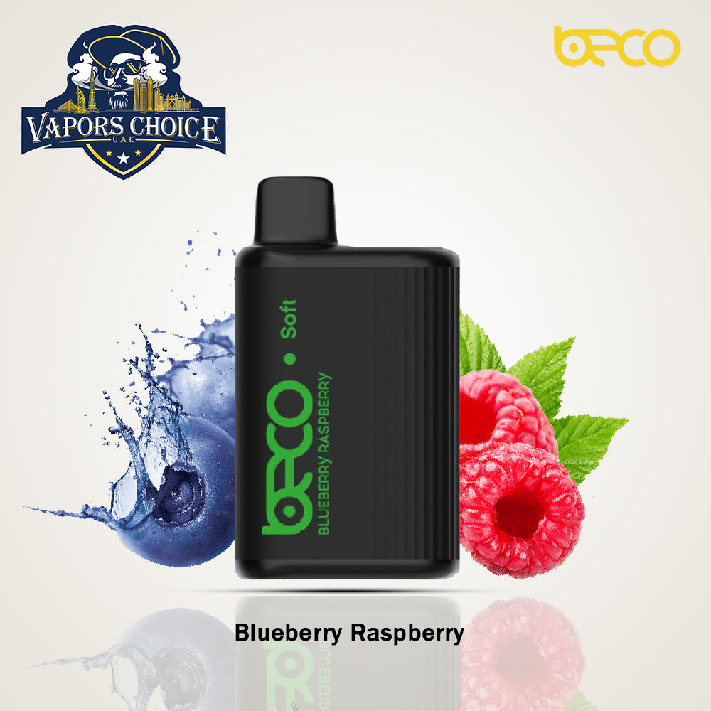 BECO SOFT (20 & 50mg) 6000 - PUFFS DISPOSABLE VAPE (Non-Rechargeable) Blueberry Raspberry UAE Dubai