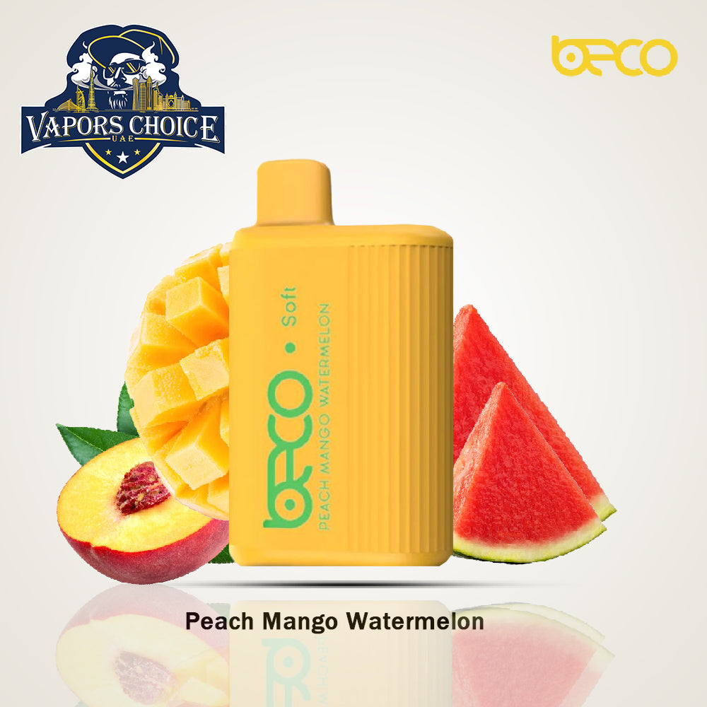 BECO SOFT (20 & 50mg) 6000 - PUFFS DISPOSABLE VAPE (Non-Rechargeable) Peach Mango Watermelon UAE Dubai