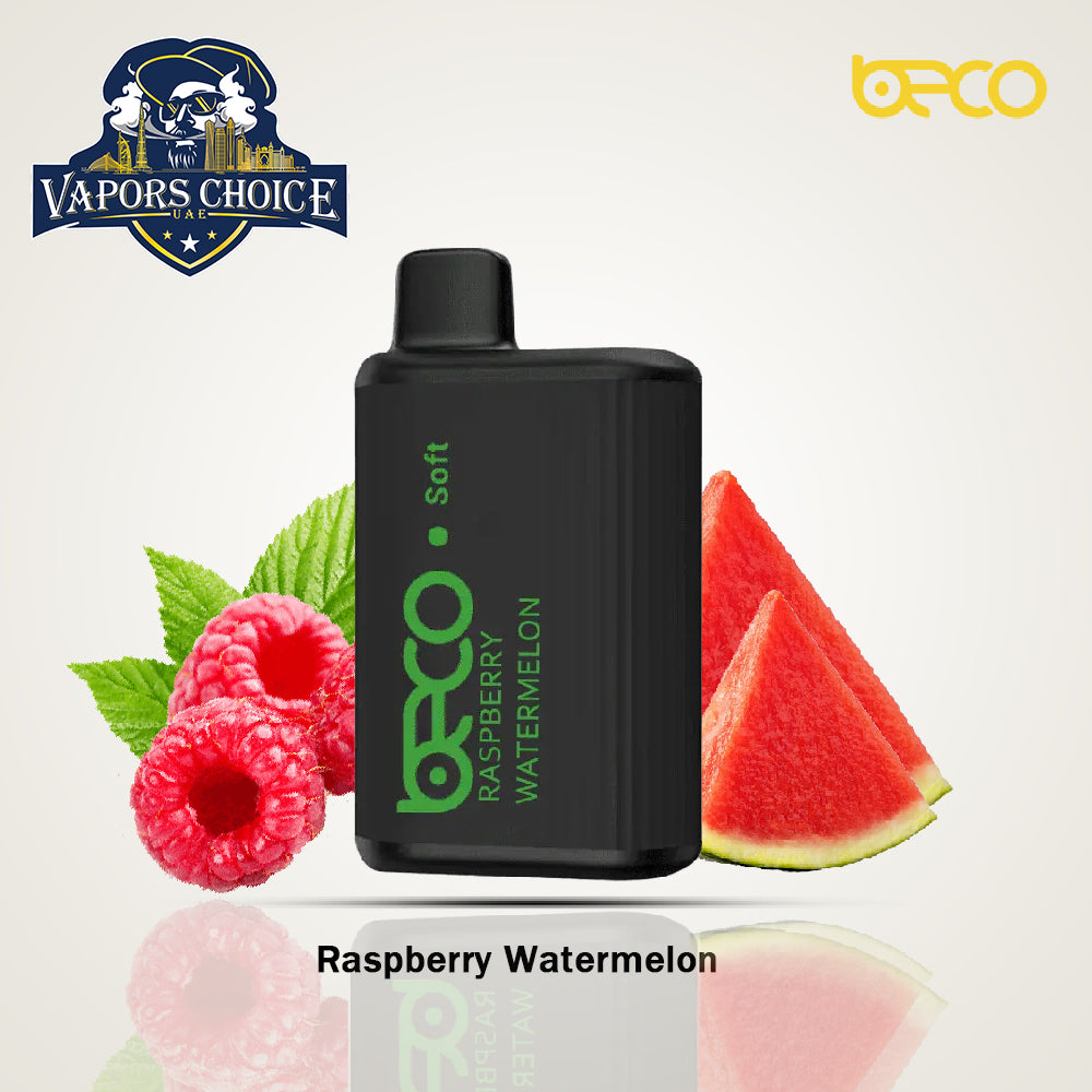 BECO SOFT (20 & 50mg) 6000 - PUFFS DISPOSABLE VAPE (Non-Rechargeable) Raspberry Watermelon UAE Ajman
