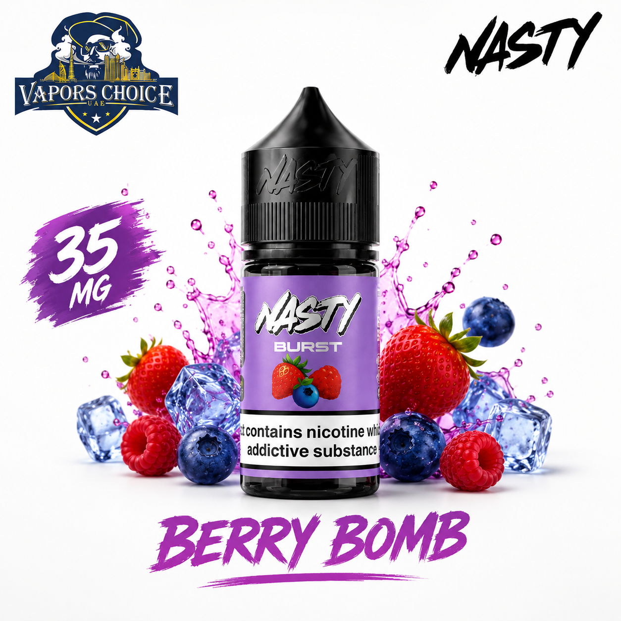 Nasty Burst 30ml Salt Nicotine 35MG & 50MG  & Berry Bomb  & Fujairah