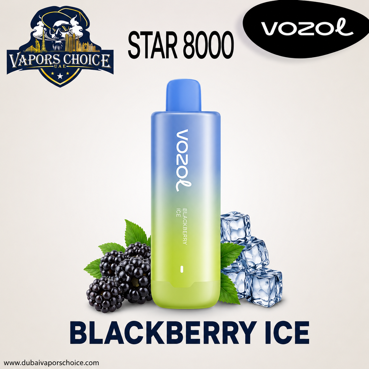 Vozol Star 8000 Puffs Disposable Vape 5% & BlackBerry Ice & Sharjah