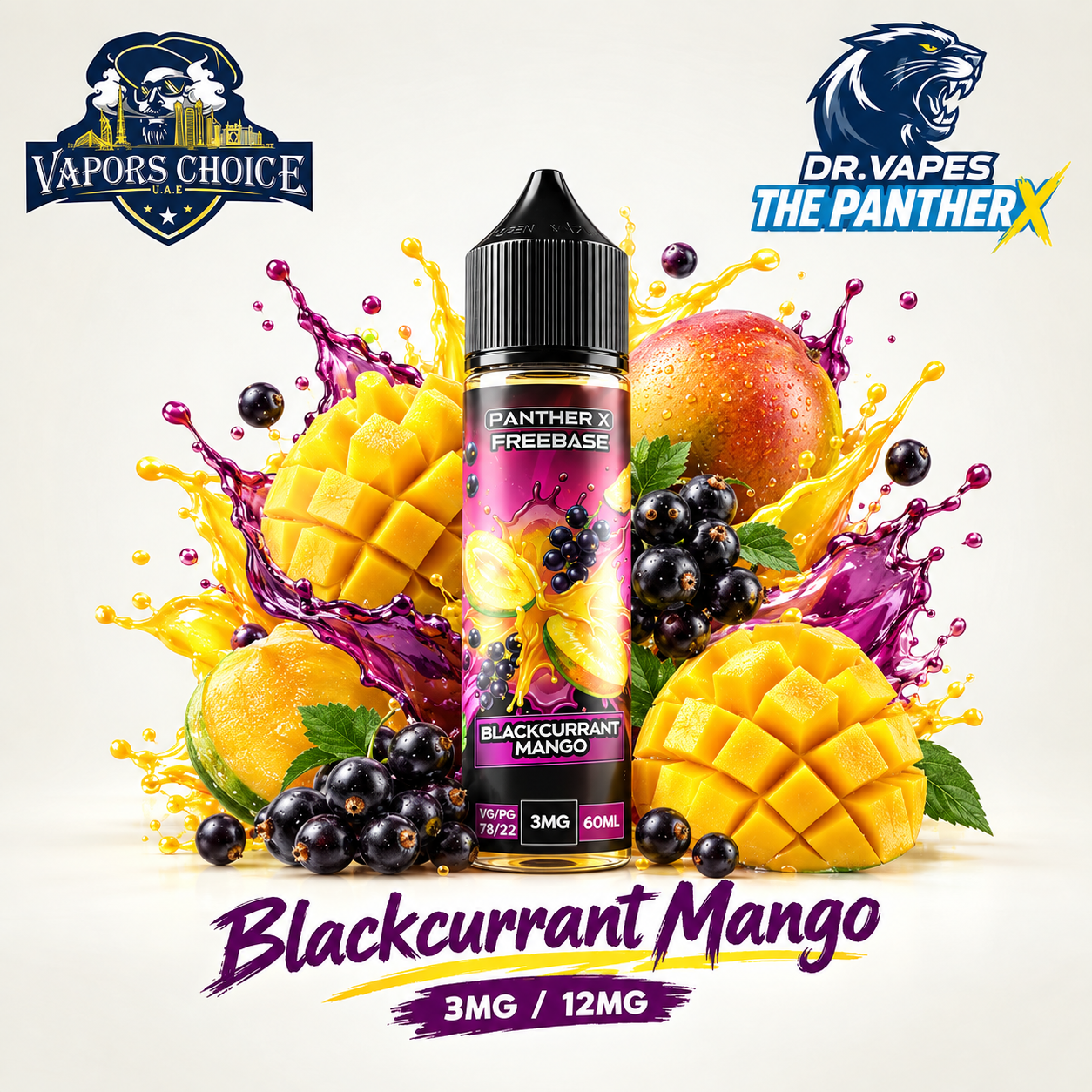 Dr Vapes The Panther X  - Freebase e-liquid 60ML & Blackcurrant Mango & UAE & Ras Al Khaimah