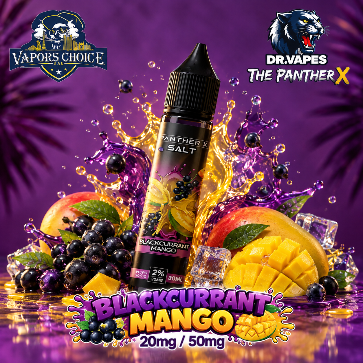 Dr Vapes The Panther X – Salt Nic E-Liquid 20mg (2%) / 50mg (5%)  30ML & Blackcurrant Mango & UAE & Ras Al Khaimah (RAK)