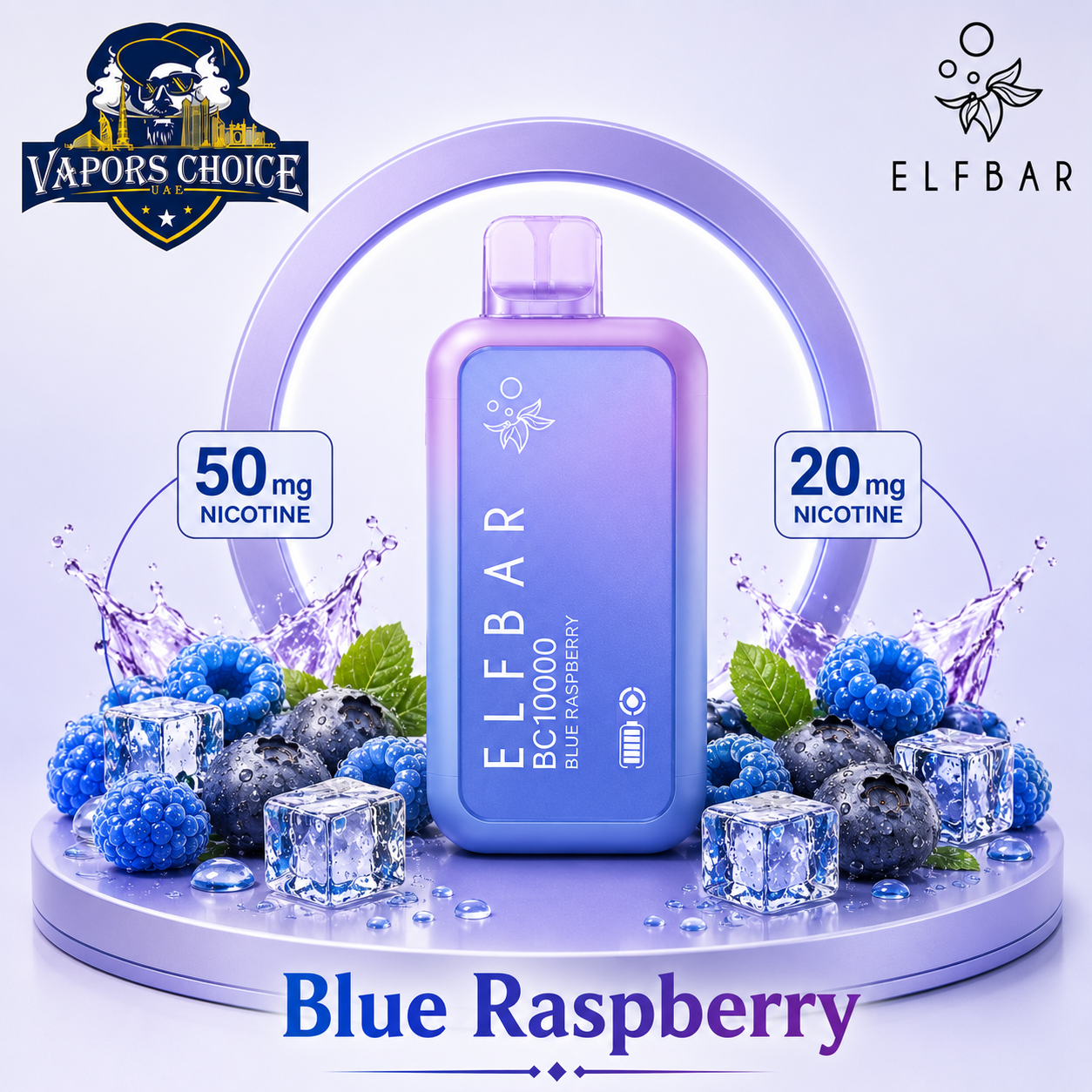 ELFBAR BC10000 _ 10,000 Puffs – 20mg & 50mg DISPOSABLE VAPE & Blue Raspberry & UAE & Fujairah