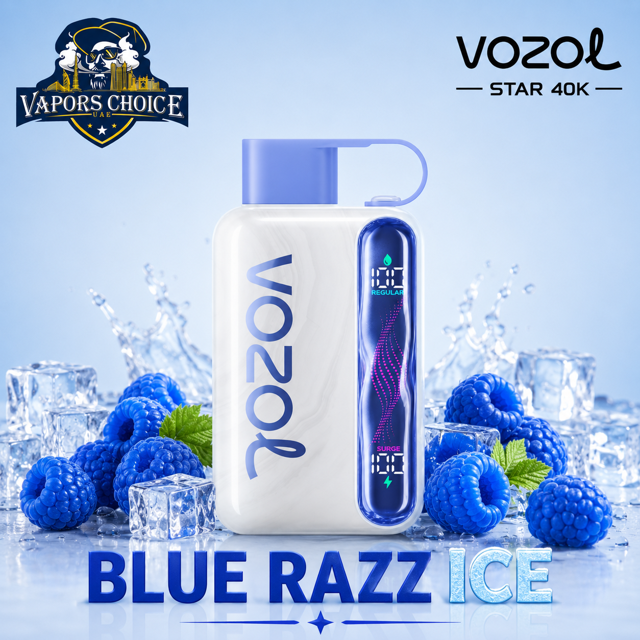 VOZOL STAR 40K Disposable Vape -Dual Power Mode & Blue Razz Ice & UAE & Dubai