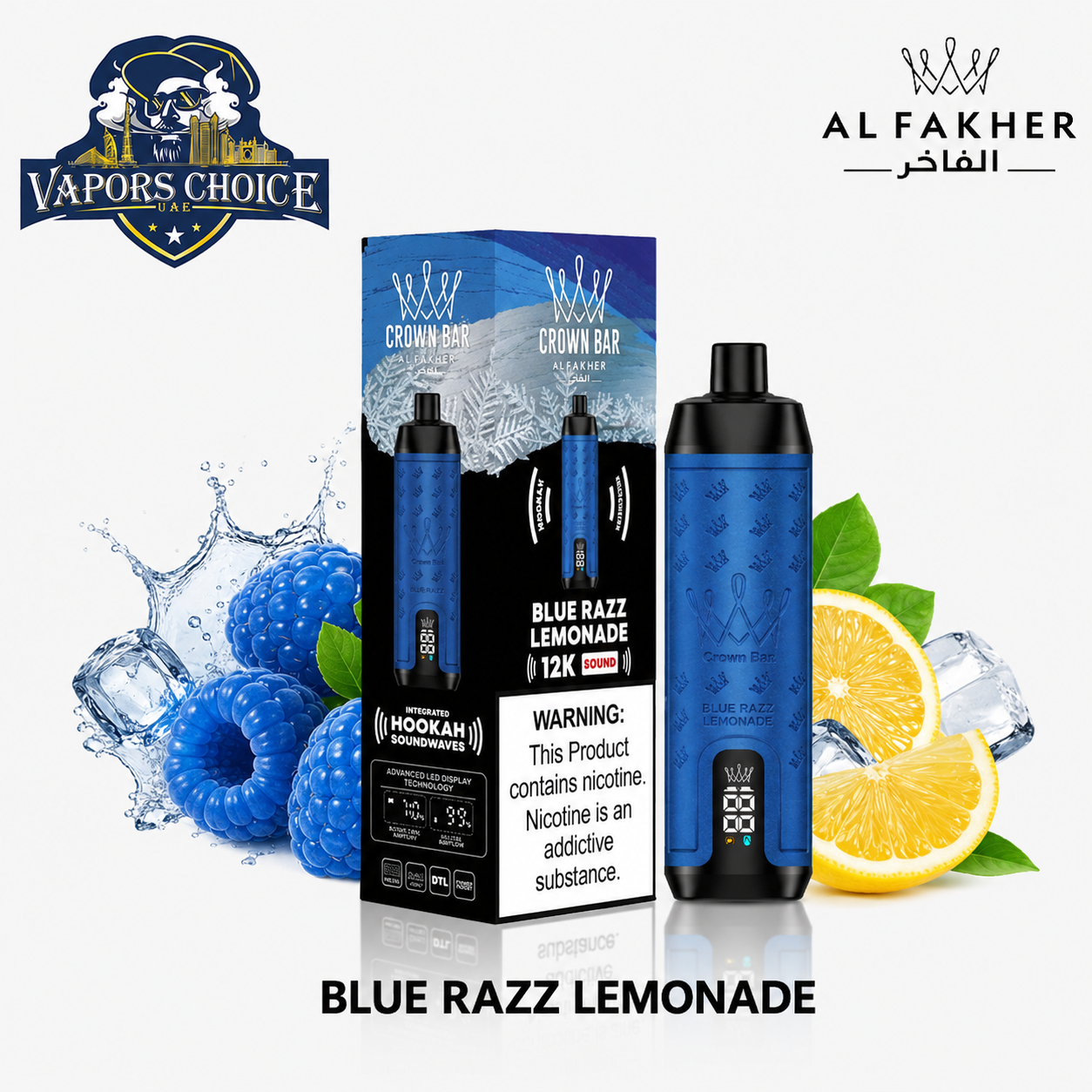 Al Fakher Crown Bar Sound (5mg) 12000 Puffs DLT Shisha Disposable Vape UAE Abu Dhabi 