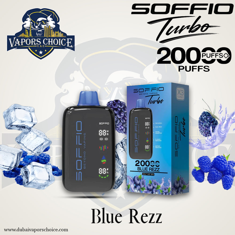 SOFFIO TURBO 20K Disposable Vape Blue Rezz UAE  Dubai 