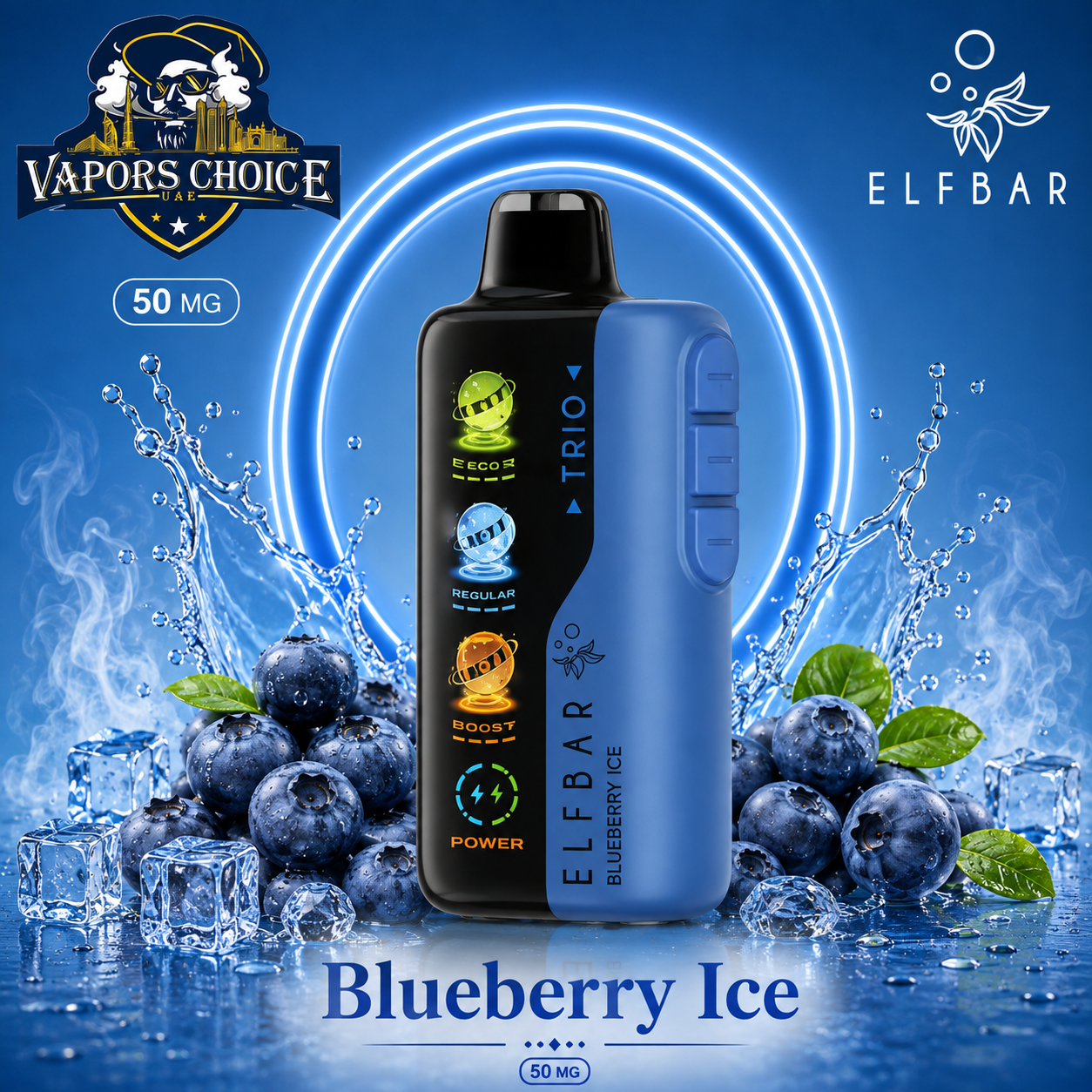 ELF BAR Trio 40K Puffs – Disposable Vape & Blueberry Ice & UAE & Ras Al Khaimah