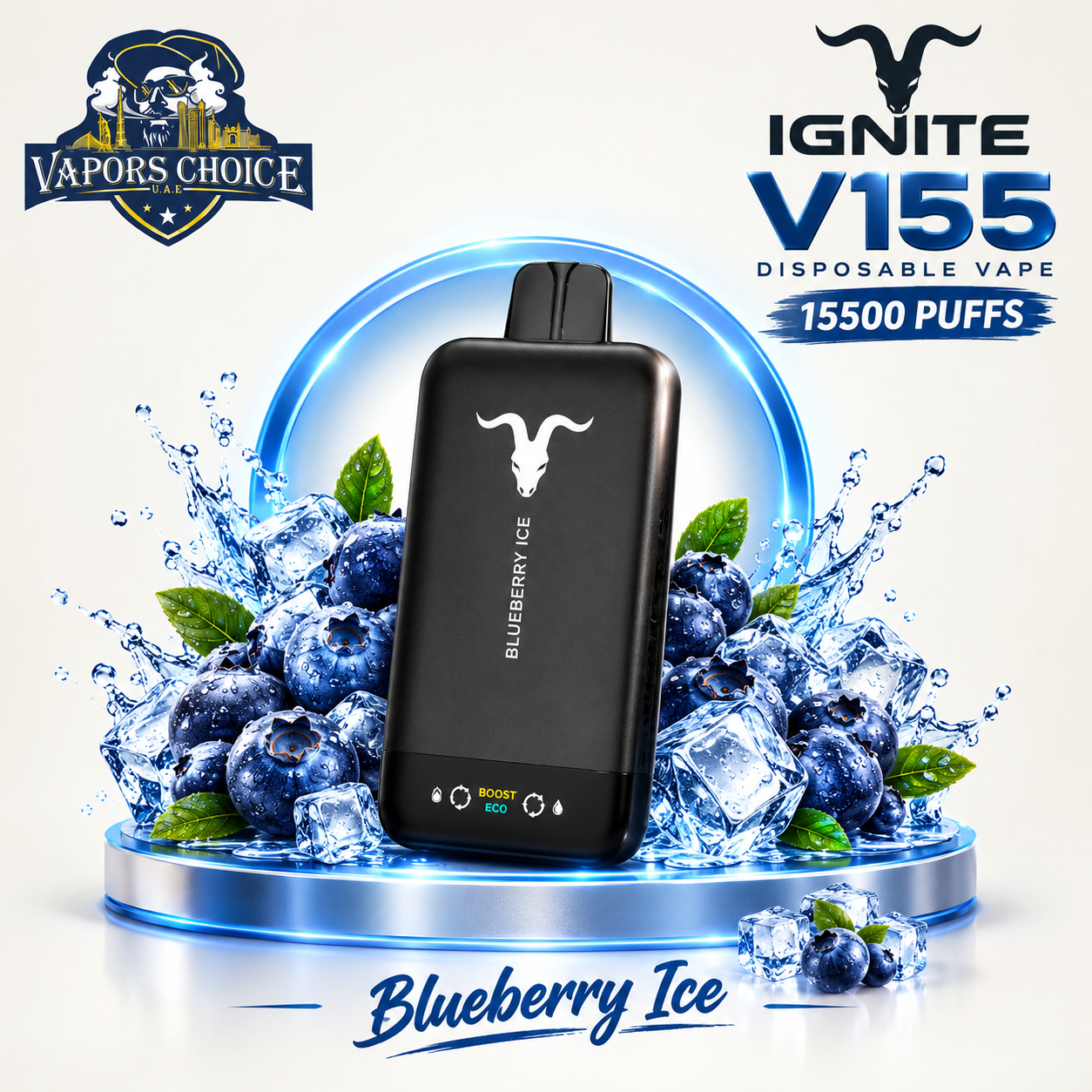 IGNITE-V155 Disposable Vape 15500 PUFFS & Blueberry Ice & UAE & Dubai