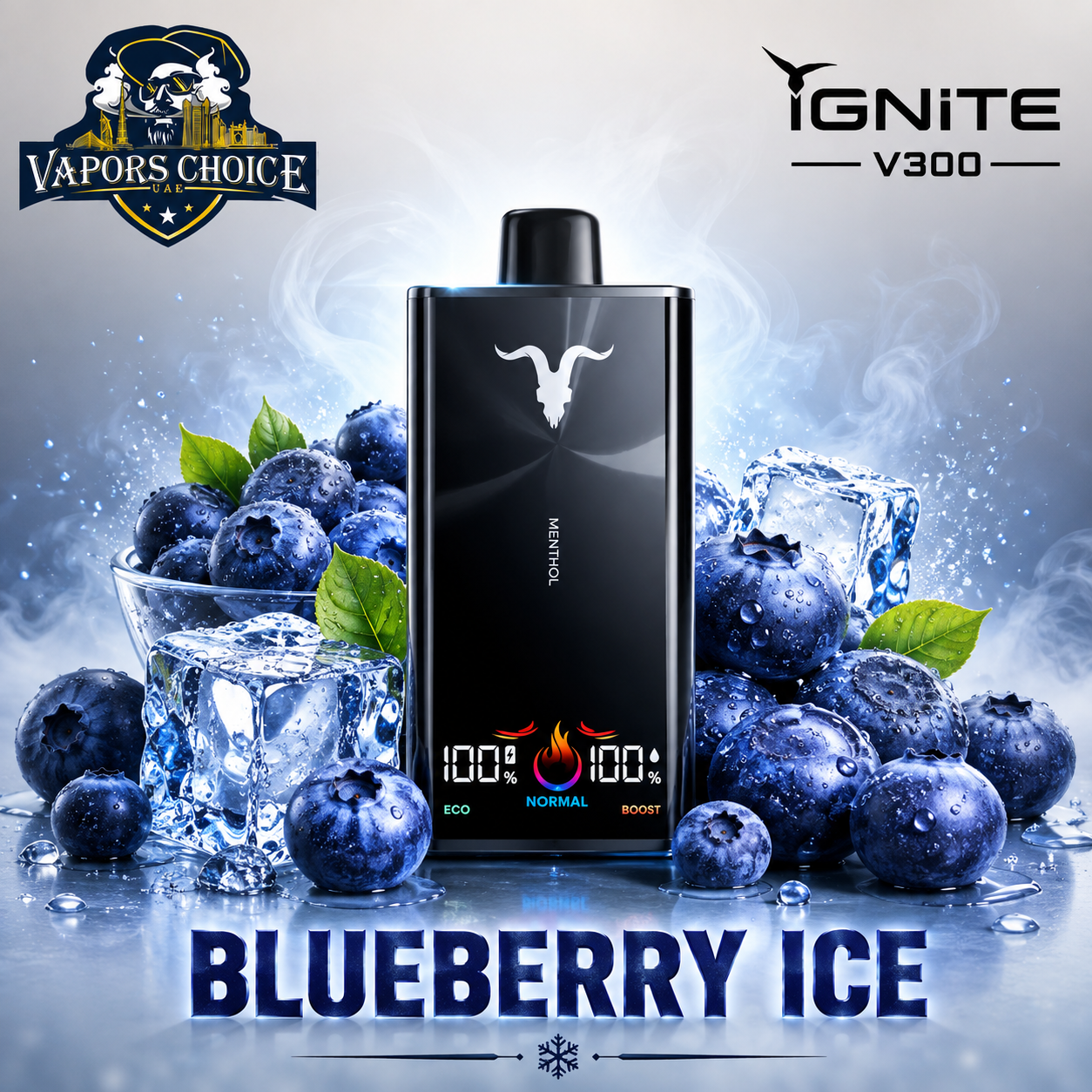 IGNITE V300 _ 30,000 Disposable Vape 30K Puffs & Blueberry Ice & UAE & Ras Al Khaimah