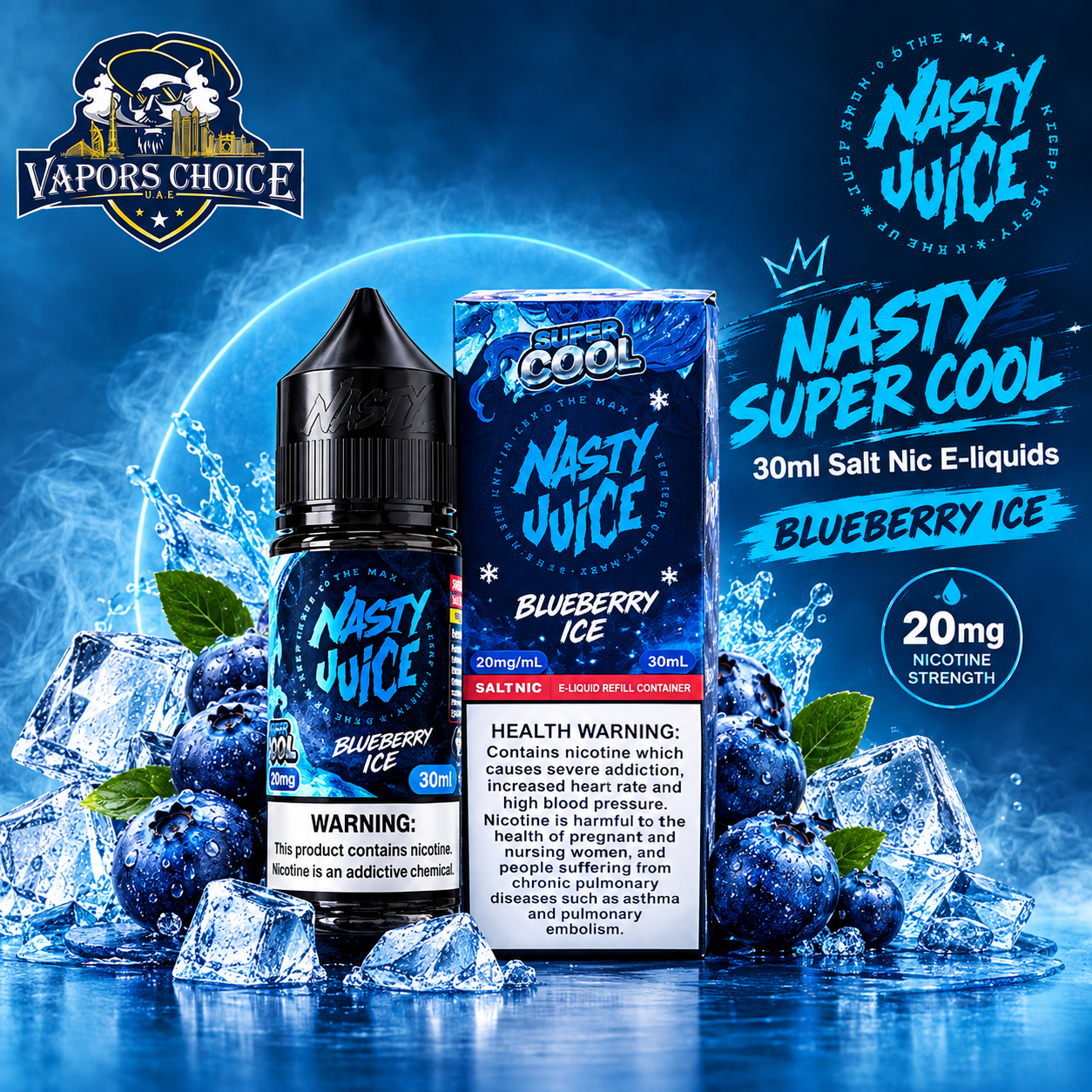 Nasty Juice  Super Cool 30ml Salt Nic E-liquids & Blueberry Ice & UAE & Dubai