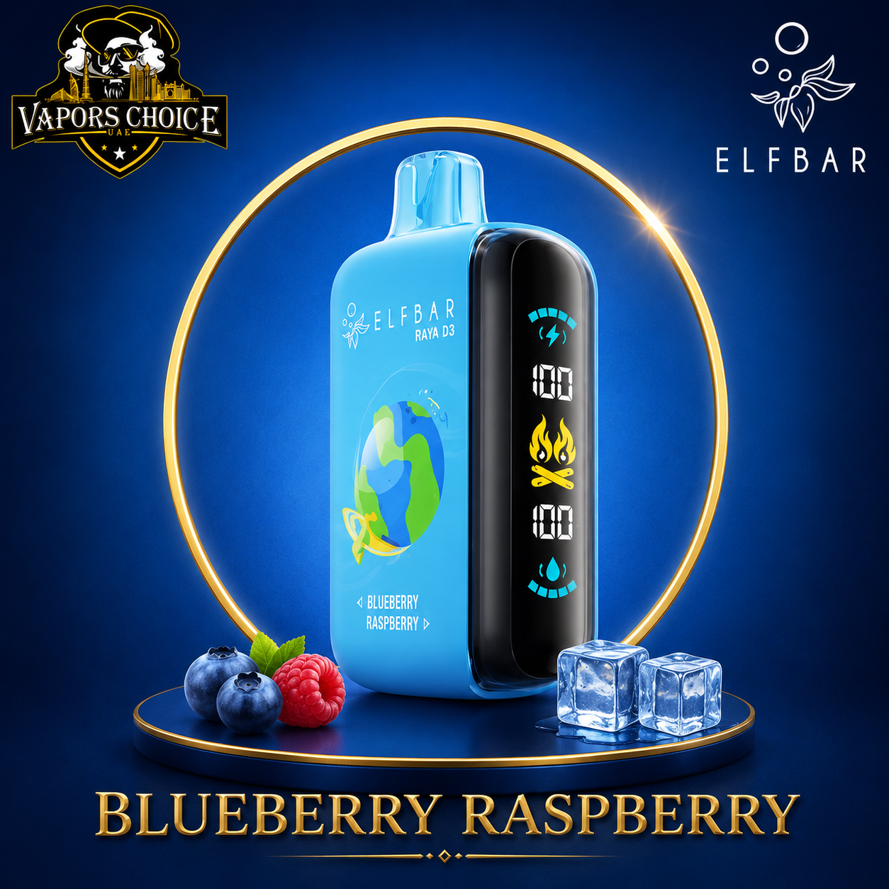 ELFBAR RAYA D3  25000 puffs -25K- Puffs 50mg Disposable Vape & Blueberry Raspberry & UAE & Umm Al Quwain