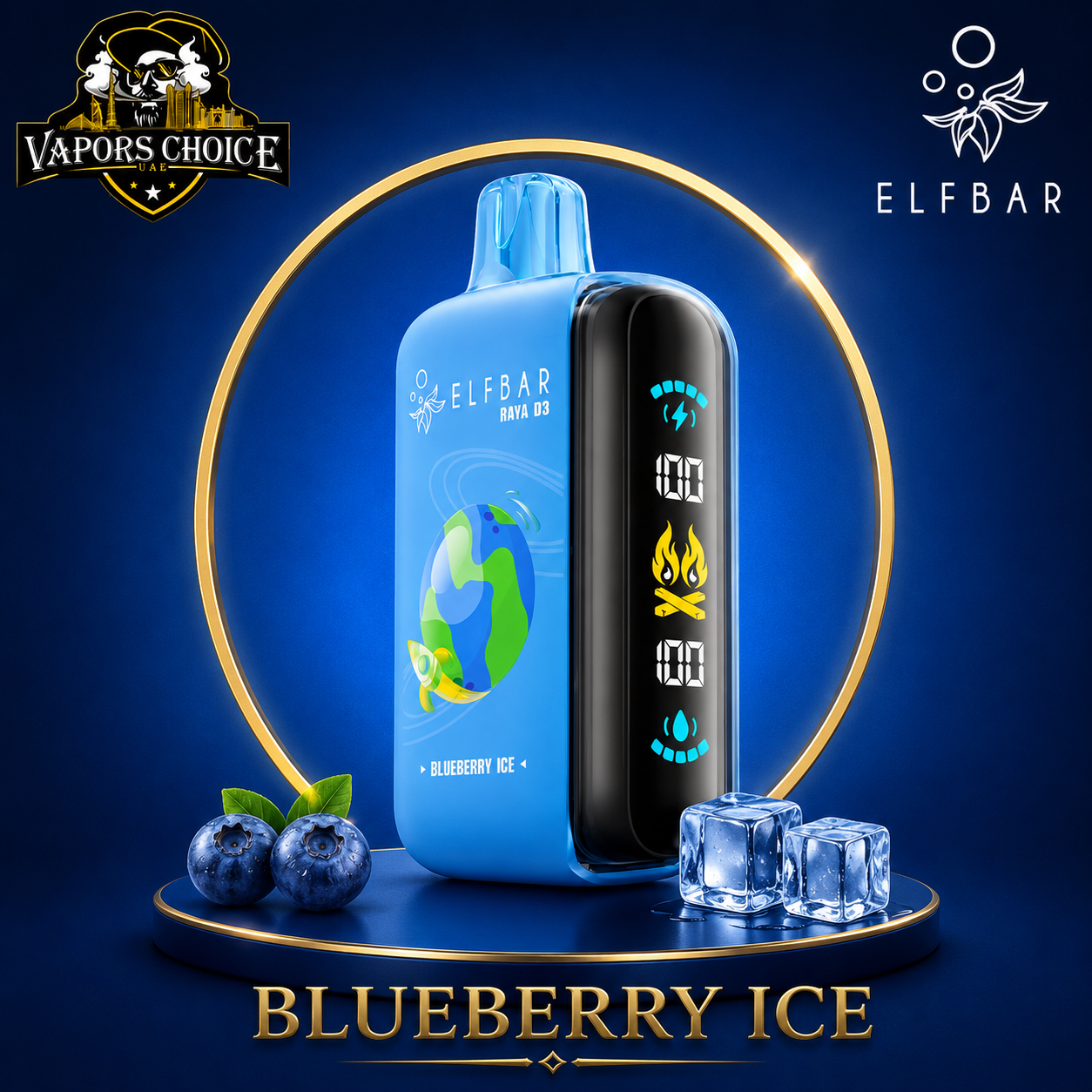 ELFBAR RAYA D3  25000 puffs -25K- Puffs 50mg Disposable Vape & Blueberry Ice & UAE & Ajman