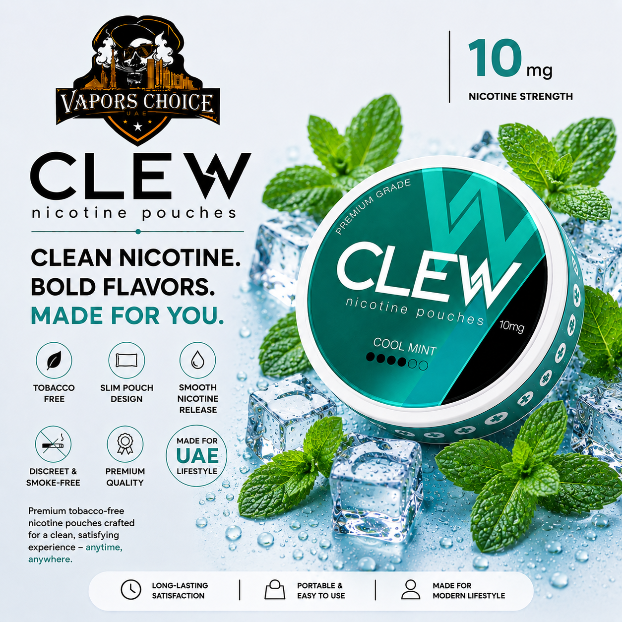CLEW Nicotine Pouches Cool Mint 10mg Ras al khaimah, UAE