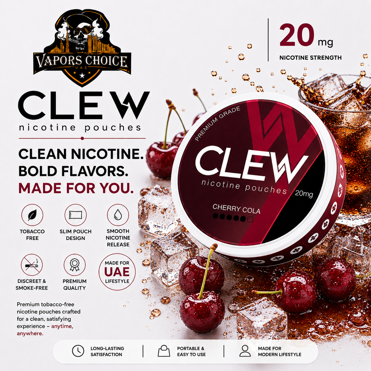 CLEW Nicotine Pouches Cherry Cola 20MG Fujairah, UAE