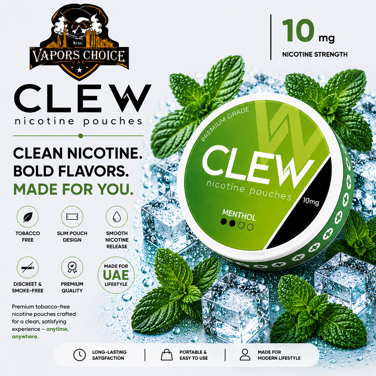 CLEW Nicotine Pouches Menthol 10mg Dubai, UAE