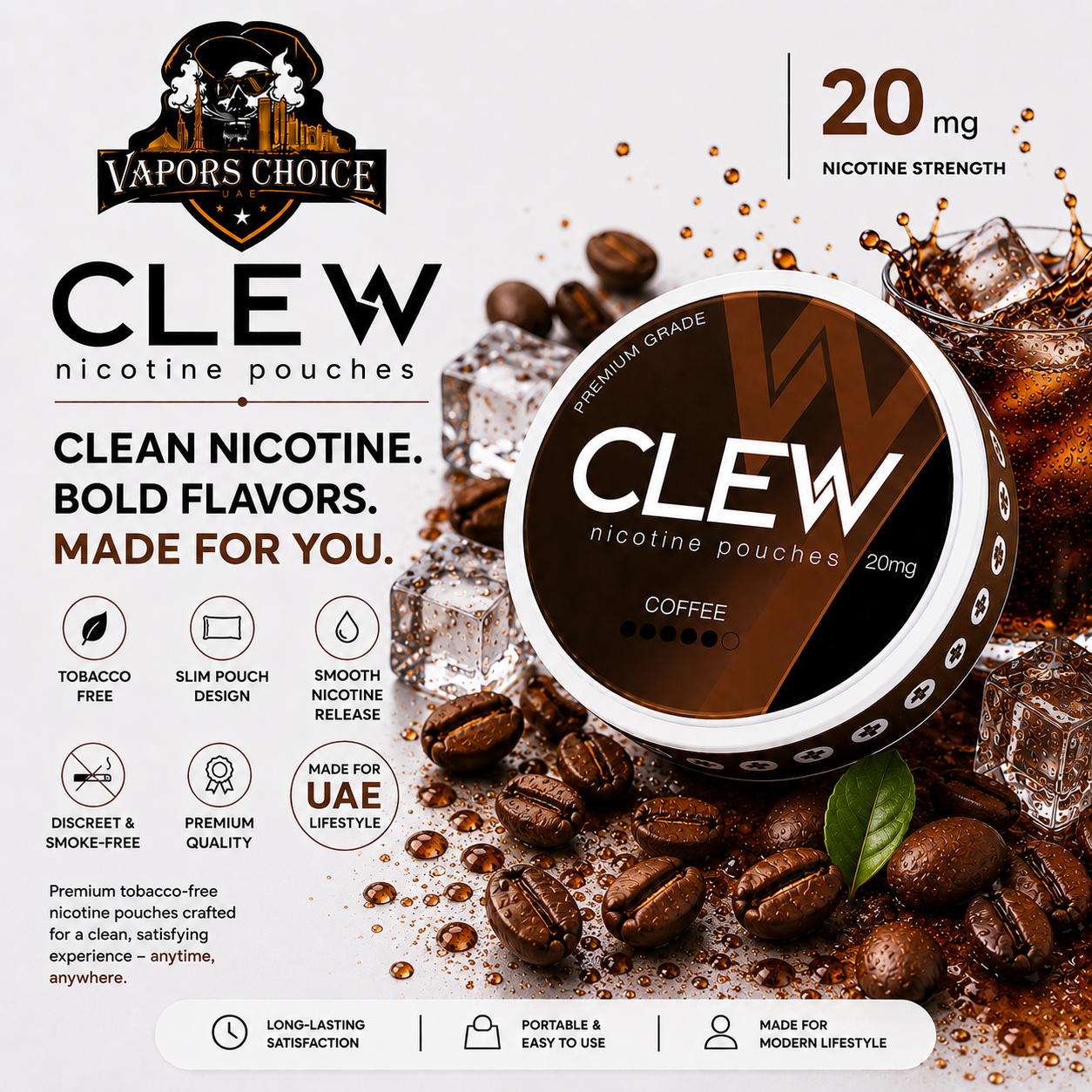 CLEW Nicotine Pouches Coffee 20MG Sharjah, UAE