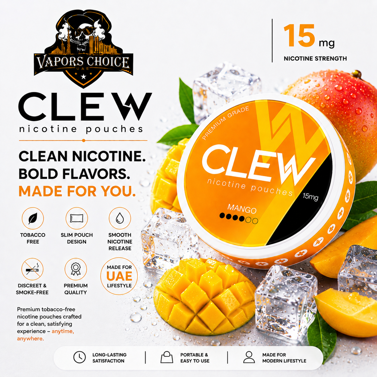 CLEW Nicotine Pouches Mango 15mg Abu Dhabi, UAE 