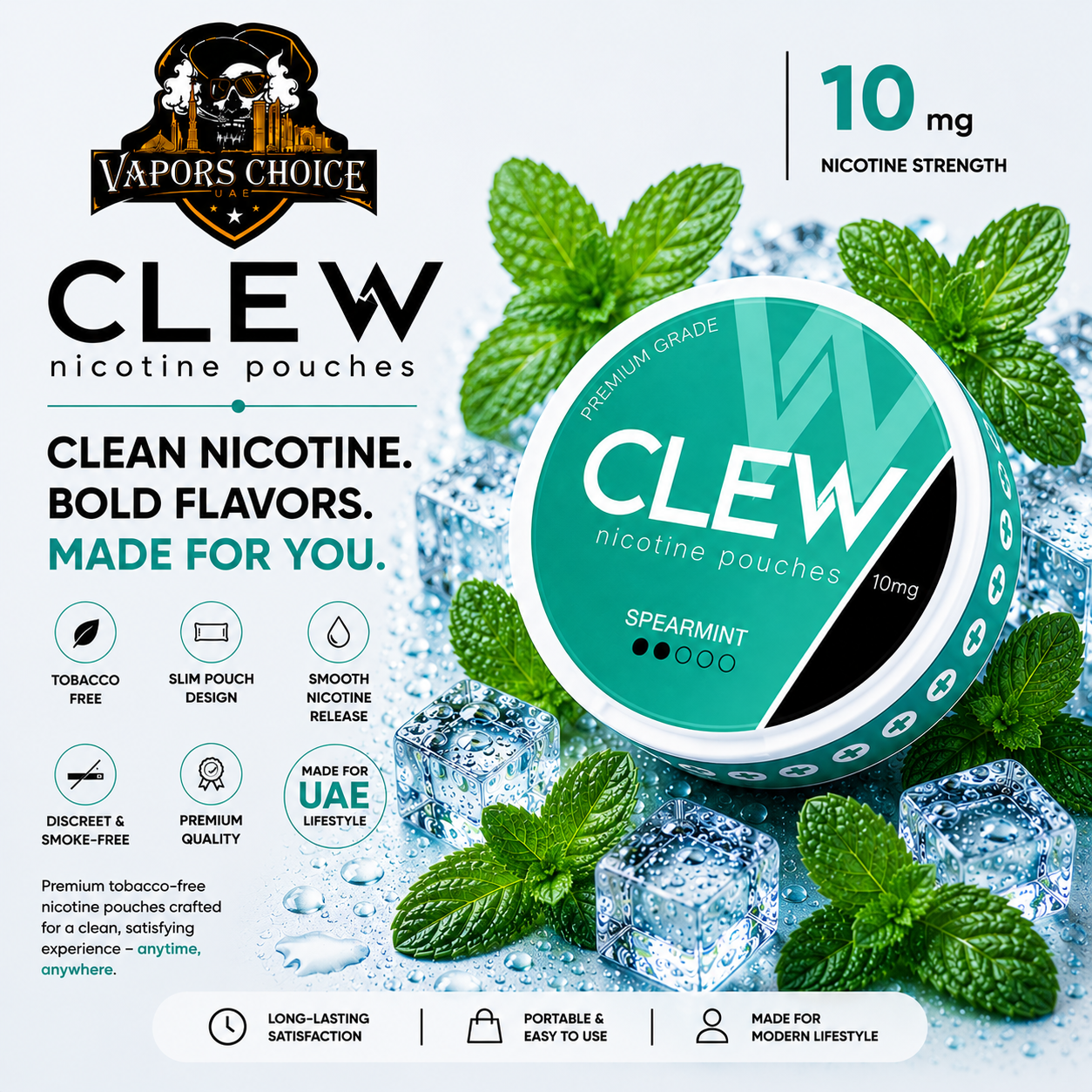 CLEW Nicotine Pouches Spearmint 10mg Abu Dhabi, UAE