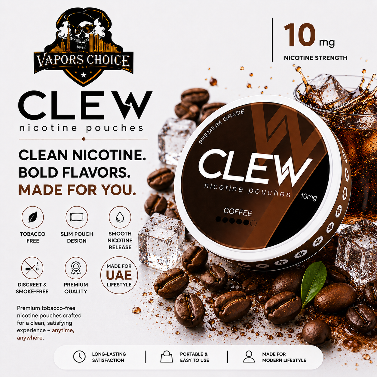 CLEW Nicotine Pouches Coffee 10mg Umm al quwain, UAE