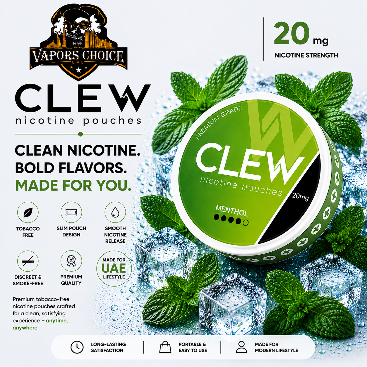 CLEW Nicotine Pouches Menthol 20mg Abu Dhabi, UAE