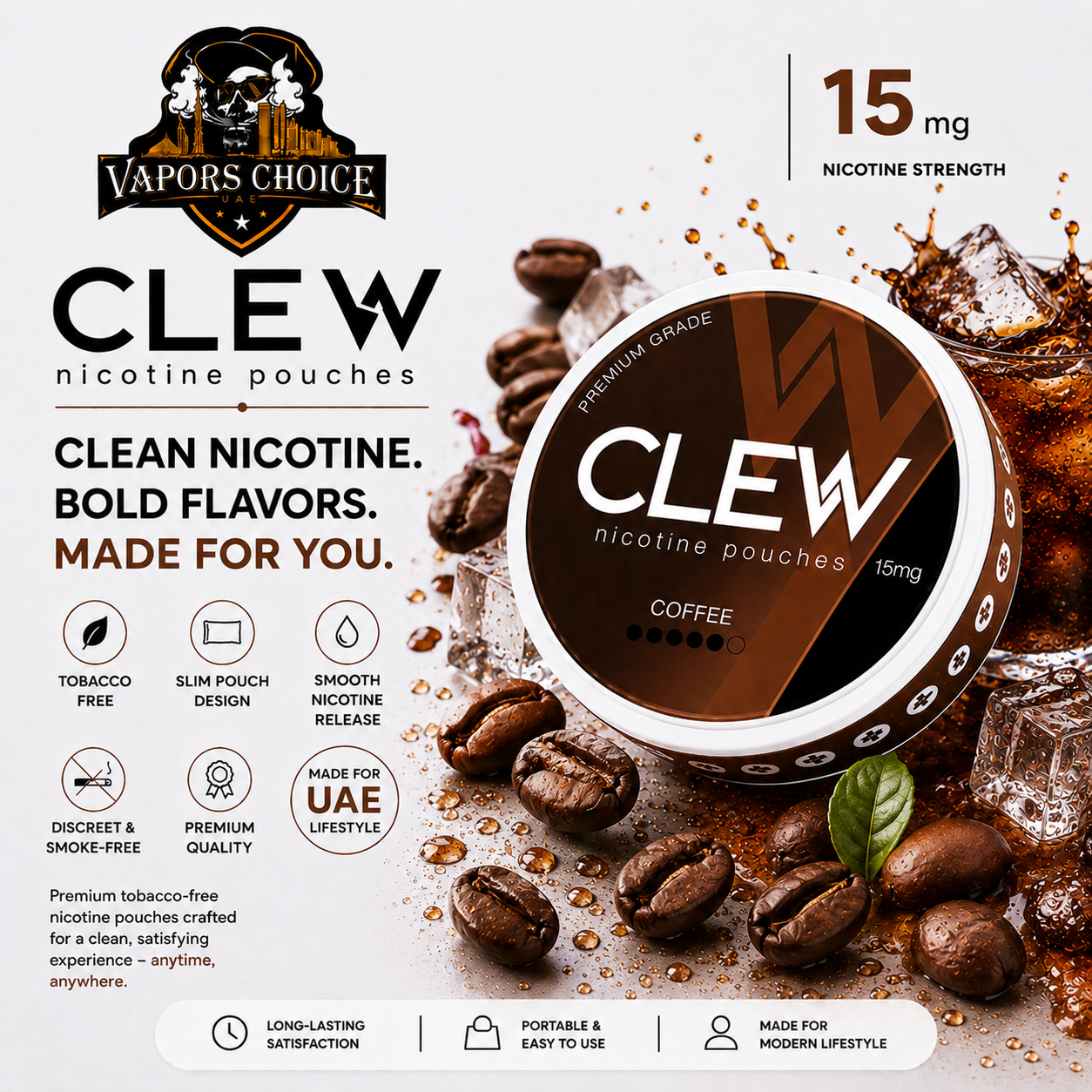 CLEW Nicotine Pouches Coffee 15MG Dubai, UAE