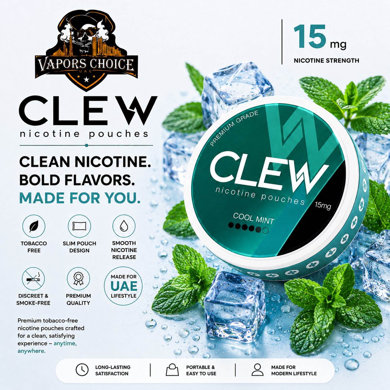 CLEW Nicotine Pouches Cool Mint 10mg Ras al khaimah, UAE