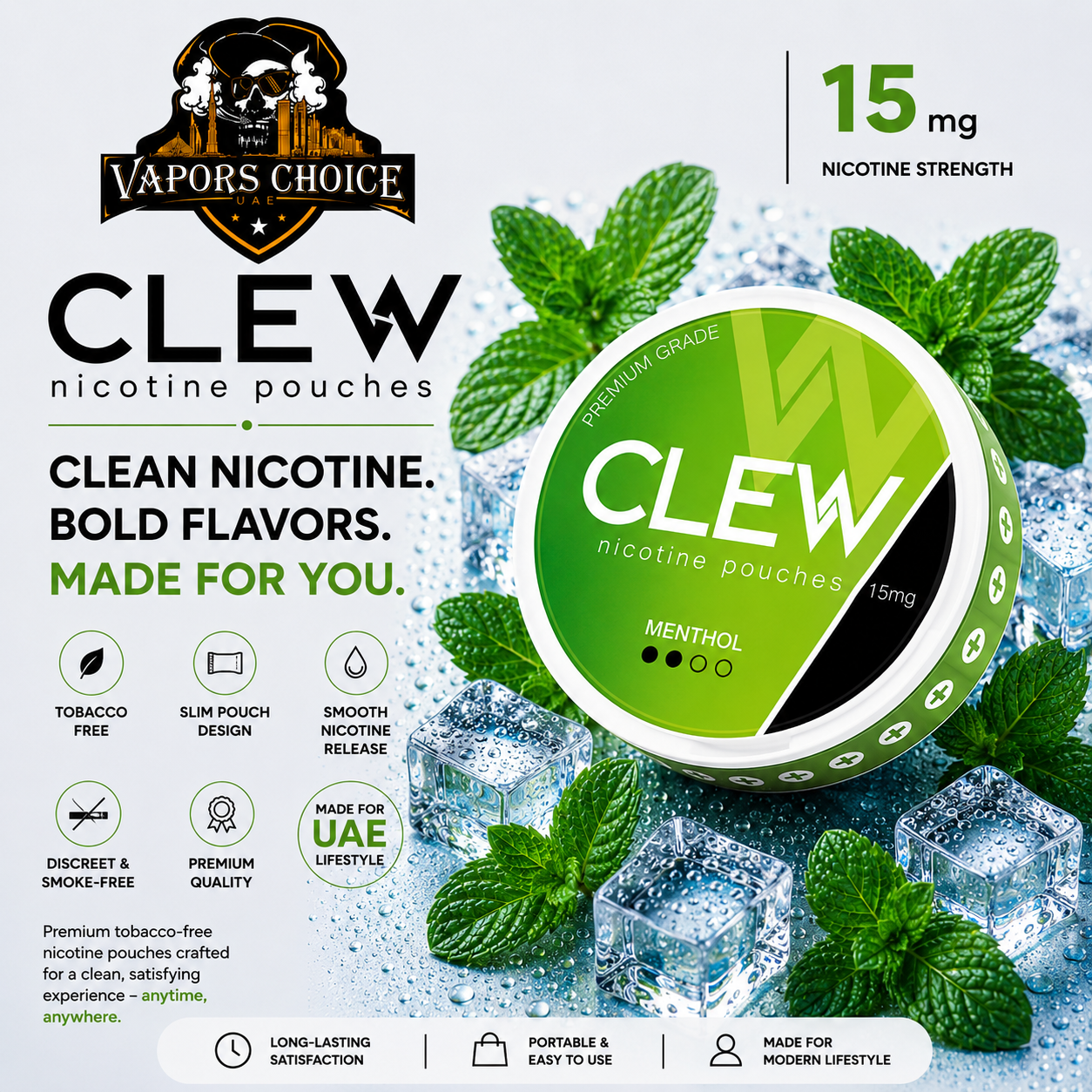 CLEW Nicotine Pouches Menthol 15mg Sharjah, UAE