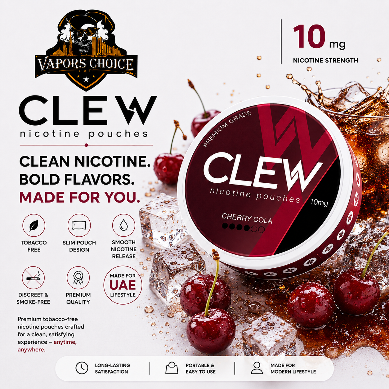 CLEW Nicotine Pouches Cherry Cola 10mg  Dubai  UAE