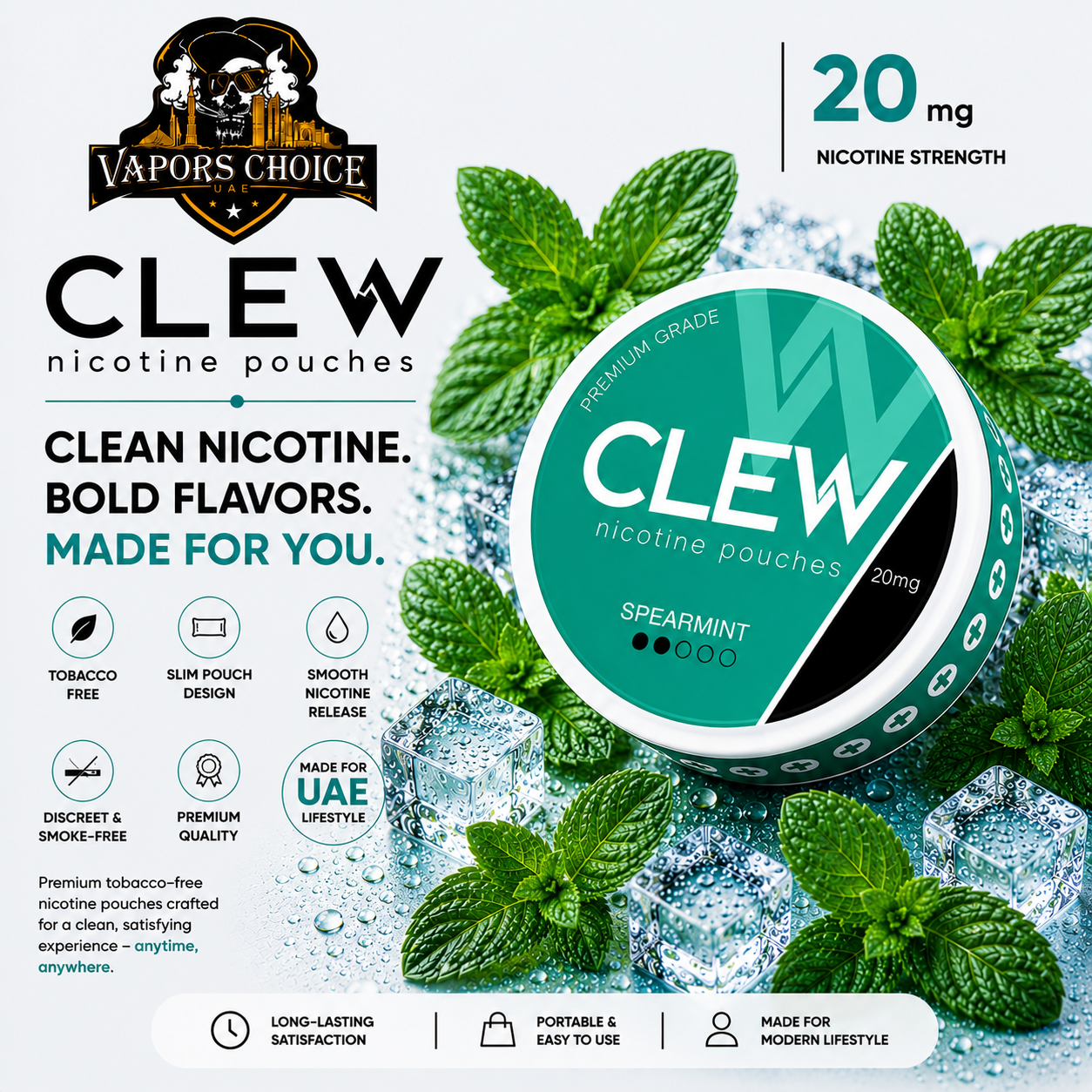CLEW Nicotine Pouches Spearmint 20mg  Abu Dhabi, UAE