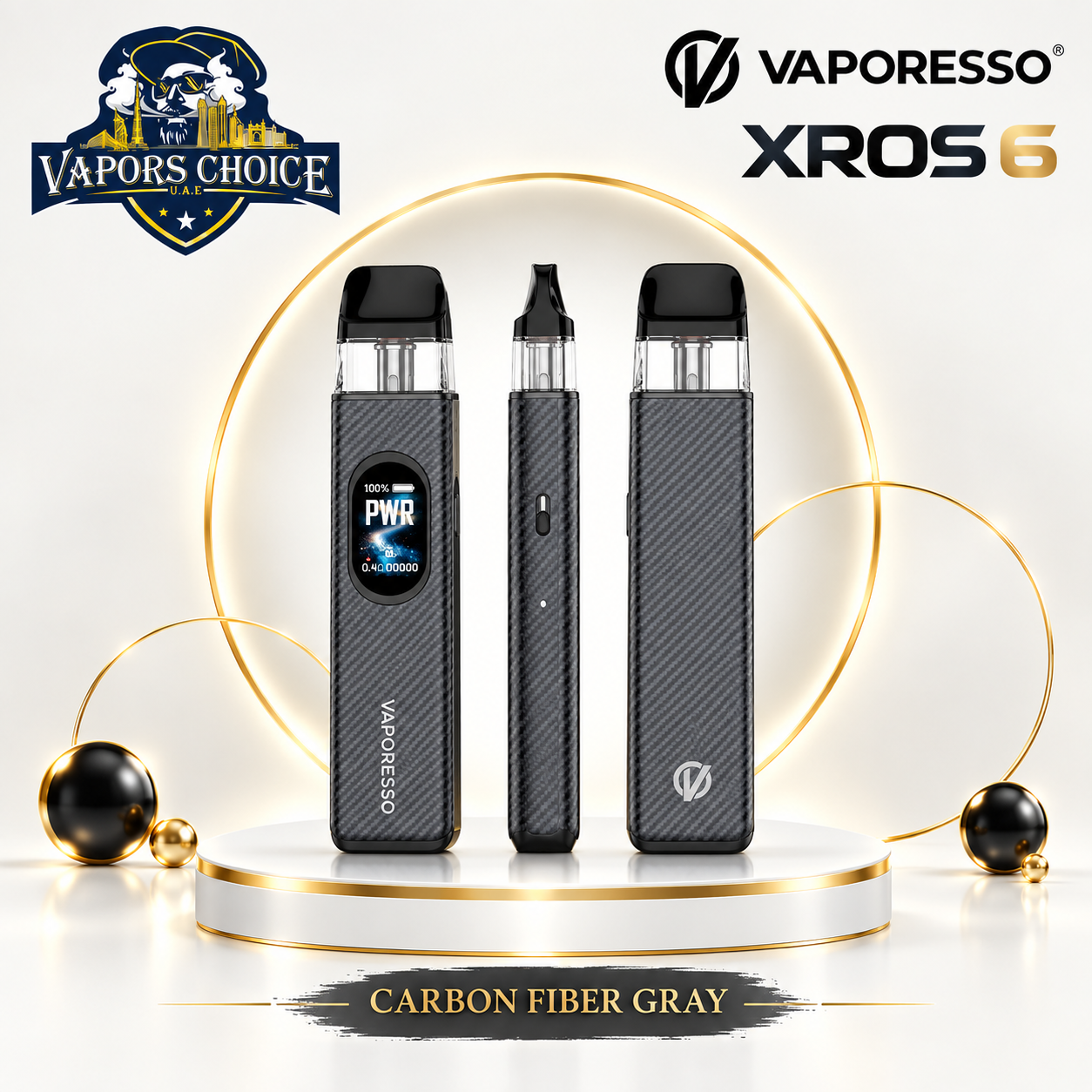 VAPORESSO XROS 6 30W 1800mAh Pod System & Carbon Fiber Gray & UAE & Ajman