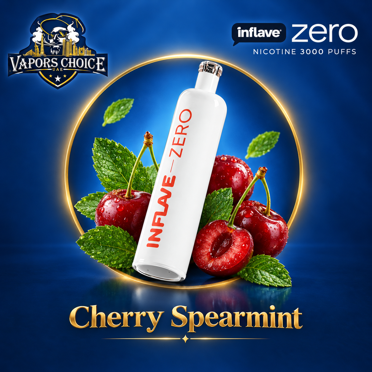 Inflave Zero Nicotine 3000 Puffs Disposable - Non-Rechargeable Battery & Cherry Spearmint  & UAE & Dubai 