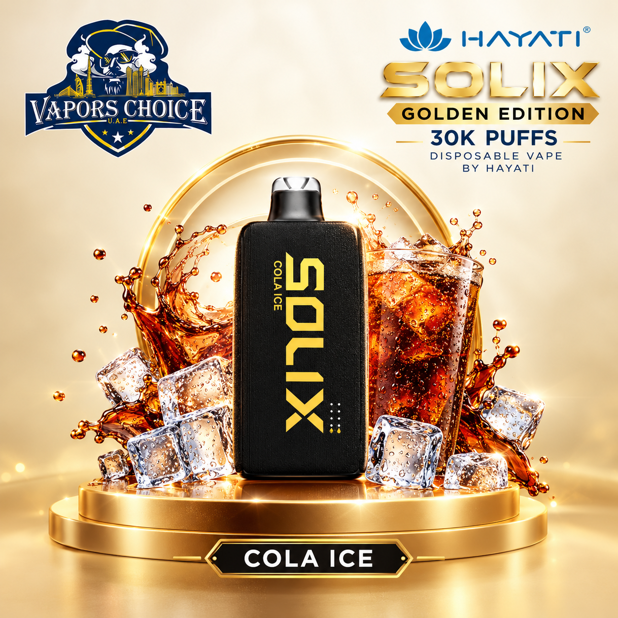SOLIX Golden Edition 30K Puffs Disposable Vape By Hayati 20mg  & Cola Ice & UAE & Sharjah