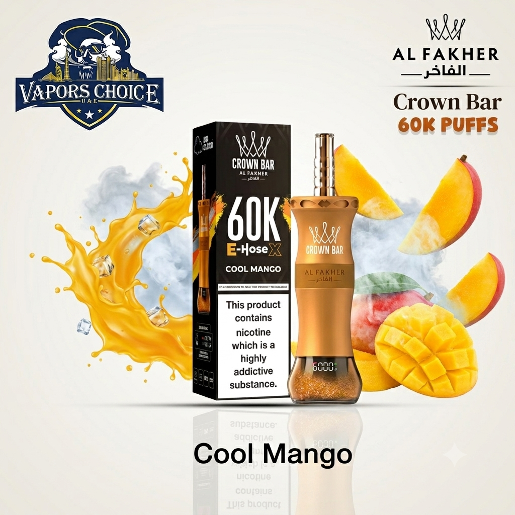 Al Fakher Crown Bar E-Hose X 60K Puffs Shisha Disposable Vape UAE Abu Dhabi 
