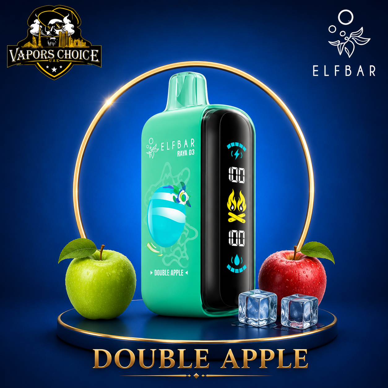 ELFBAR RAYA D3  25000 puffs -25K- Puffs 50mg Disposable Vape & Double Apple & UAE & Ras Al Khaimah (RAK)