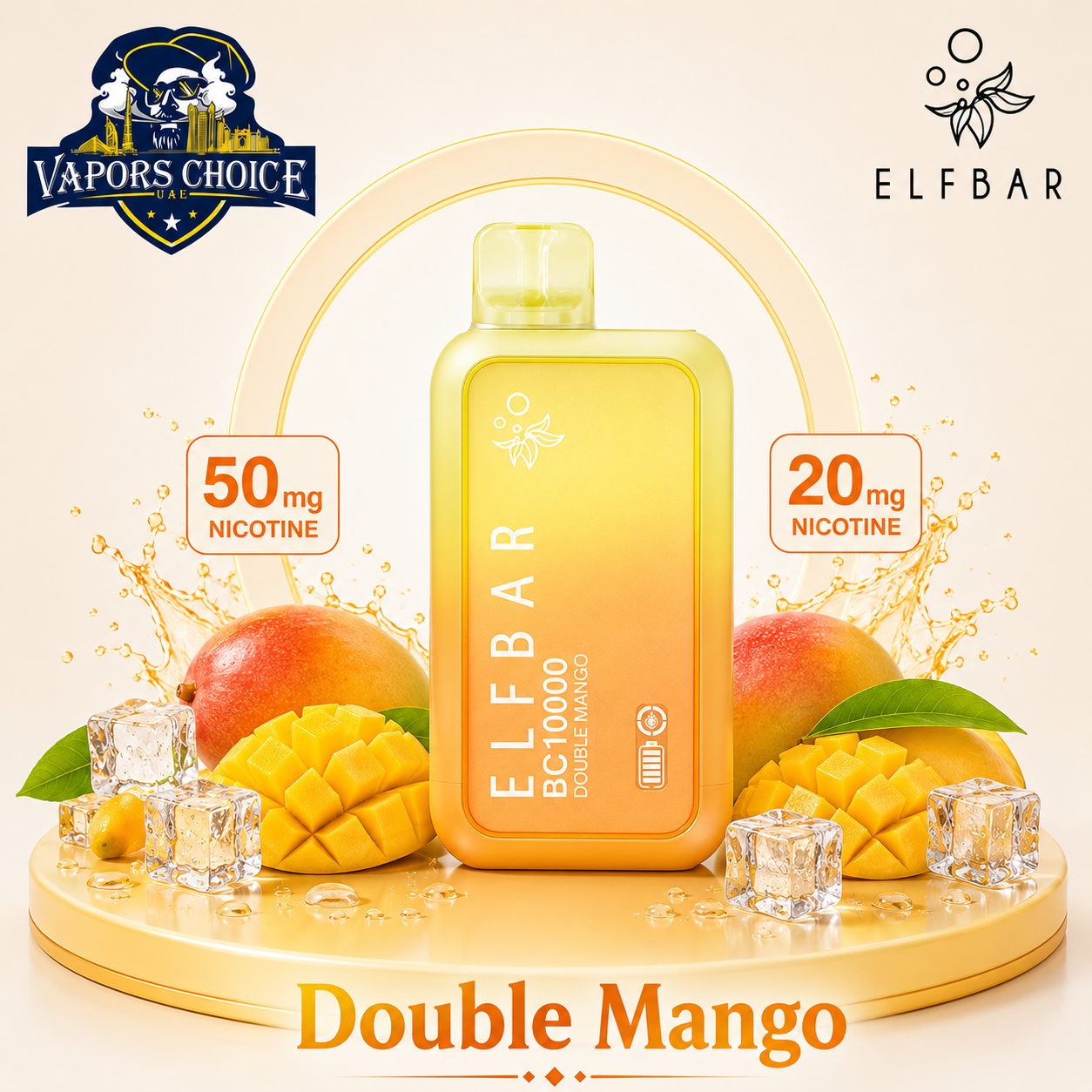 ELFBAR BC10000 _ 10,000 Puffs – 20mg & 50mg DISPOSABLE VAPE & Double Mango & UAE &  Umm Al Quwain