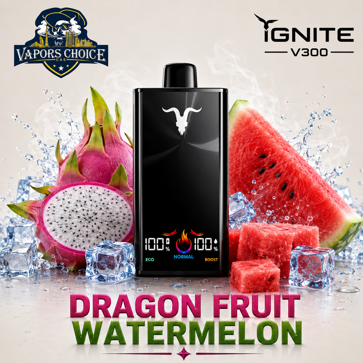 IGNITE V300 _ 30,000 Disposable Vape 30K Puffs & Dragon Fruit Watermelon & UAE &  Umm Al Quwain