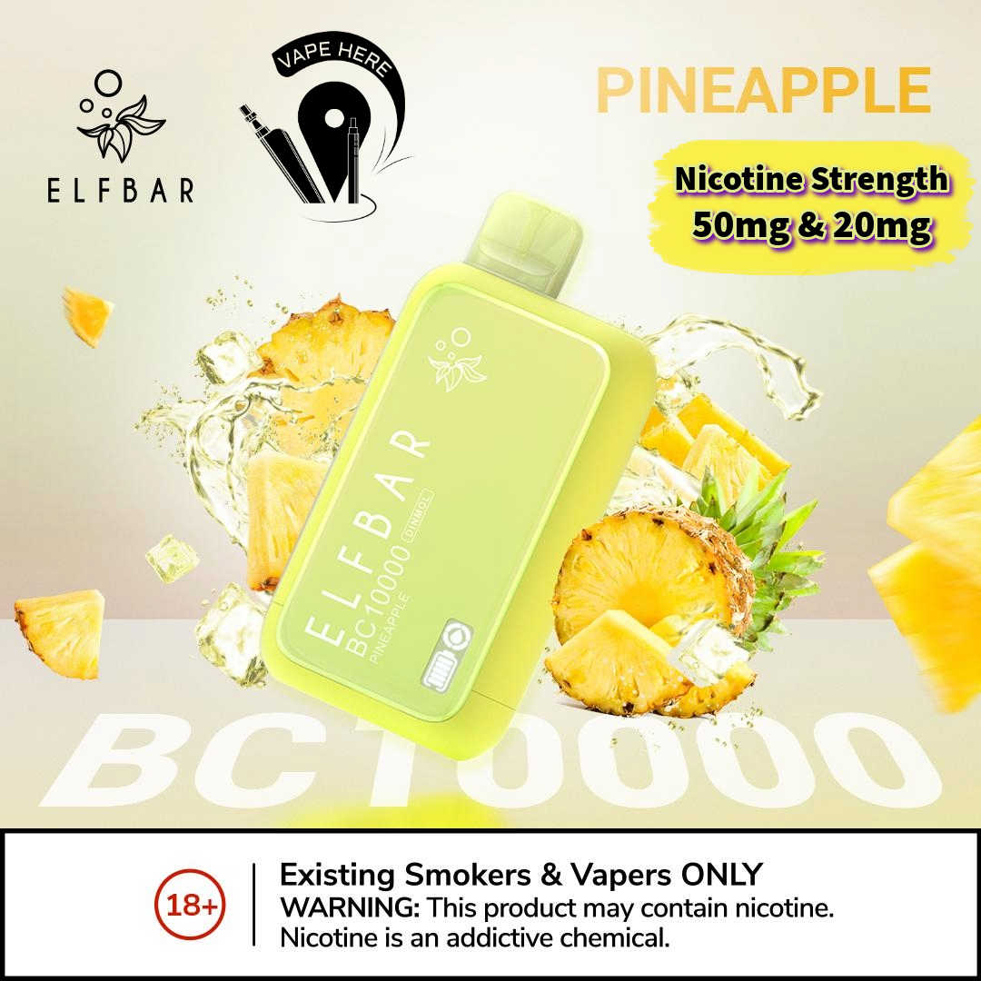 ELF BAR BC10000 PUFFS DISPOSABLE VAPE Pineapple 50mg & 20mg UAE Umm Al Quwain