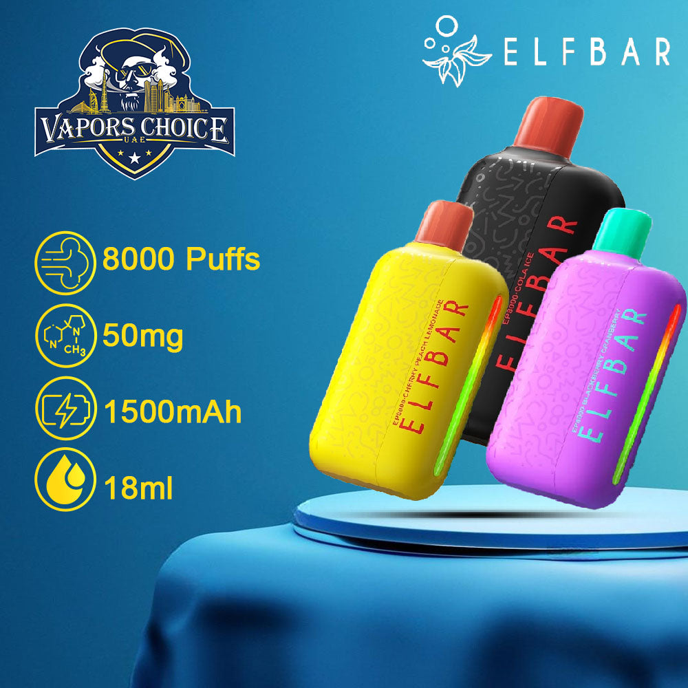 ELFBAR EP8000 (50mg) 8000 PUFFS - DISPOSABLE VAPE (Non-Rechargeable) 1st UAE Abu Dhabi