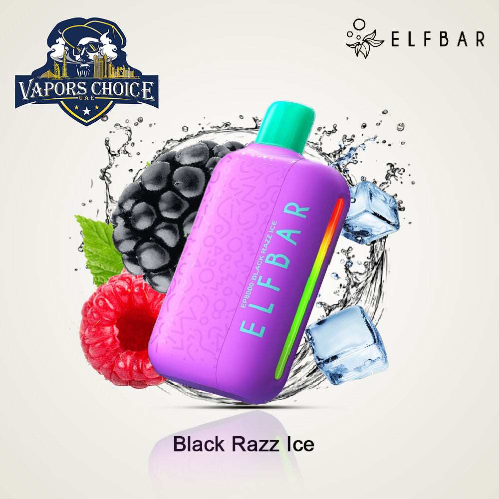 ELFBAR EP8000 (50mg) 8000 PUFFS - DISPOSABLE VAPE (Non-Rechargeable) Black Razz Ice UAE Abu Dhabi