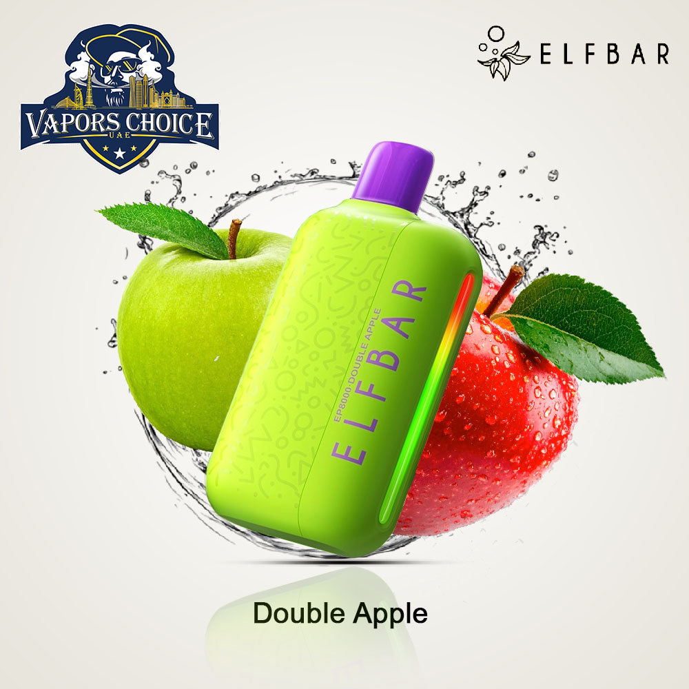 ELFBAR EP8000 (50mg) 8000 PUFFS - DISPOSABLE VAPE (Non-Rechargeable) Double Apple UAE Ras Al-Khaimah 