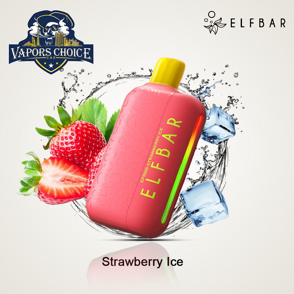 ELFBAR EP8000 (50mg) 8000 PUFFS - DISPOSABLE VAPE (Non-Rechargeable) Strawberry Ice UAE Dubai & Ajman