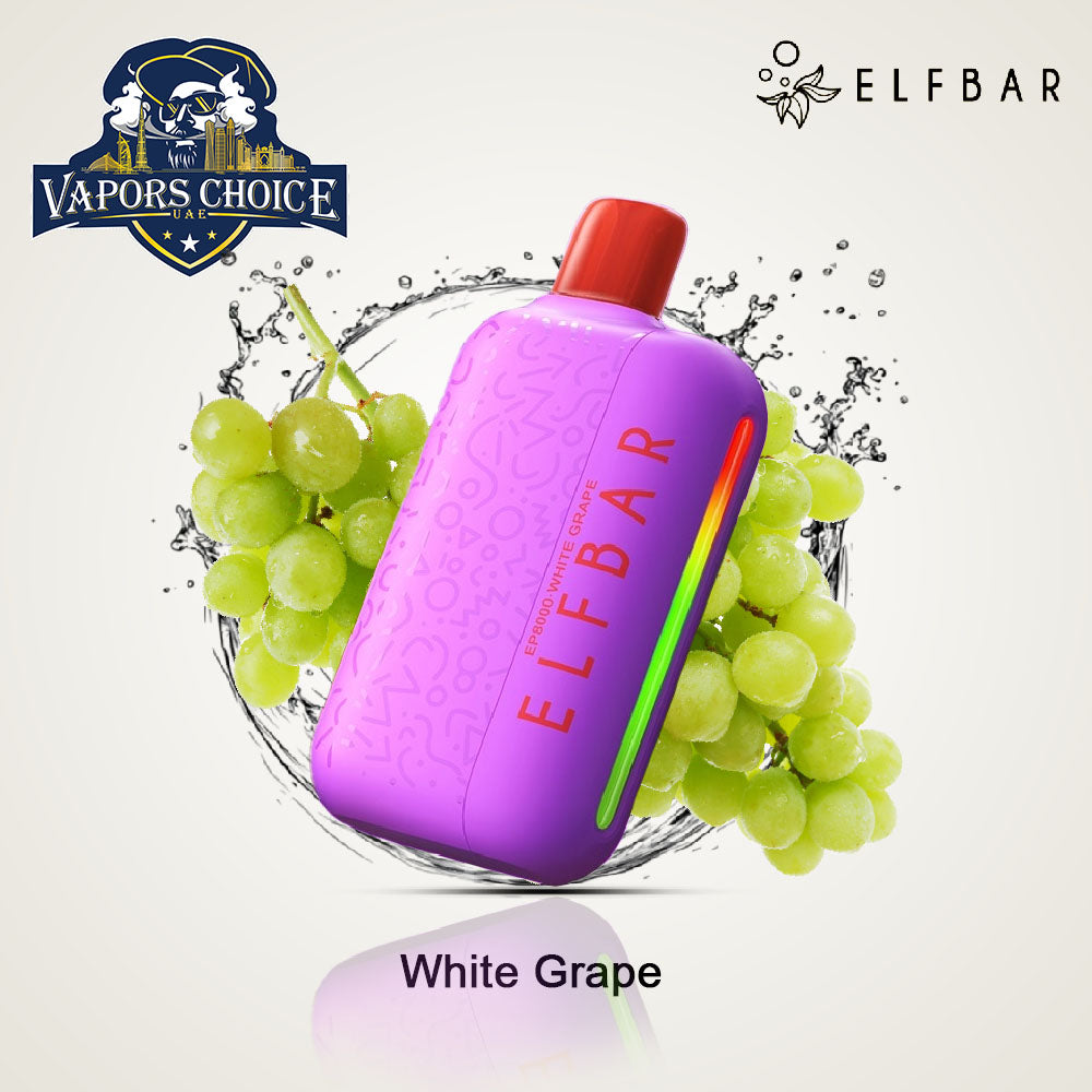 ELFBAR EP8000 (50mg) 8000 PUFFS - DISPOSABLE VAPE (Non-Rechargeable) White Grape  UAE Ajman & Al Sharjah