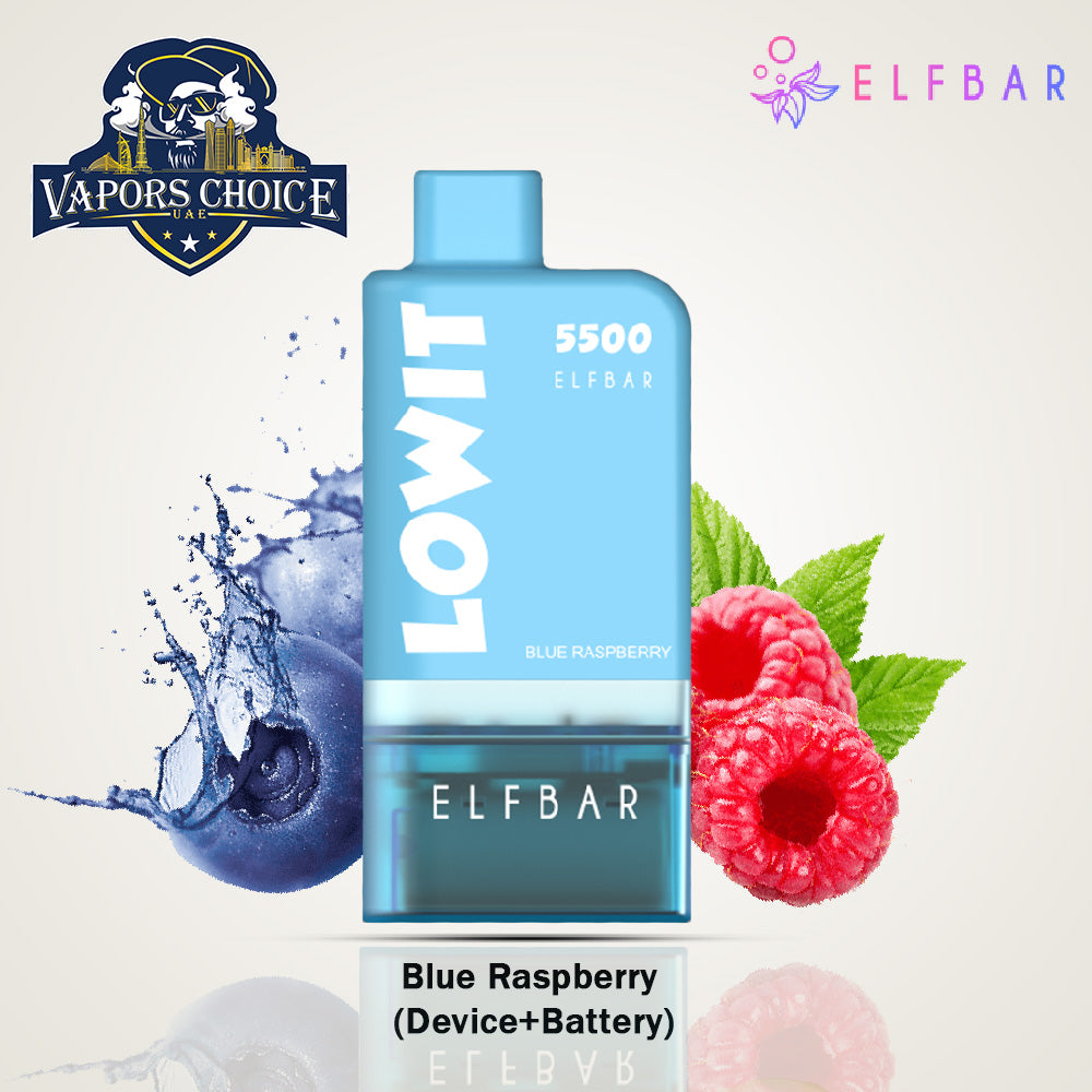 ELFBAR LOWIT (20mg) 5500 PUFFS - DISPOSABLE VAPE PRE-FILLED POD Blue Raspberry UAE Abu Dhabi