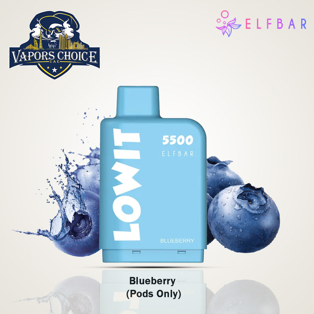 ELFBAR LOWIT (20mg) 5500 PUFFS - DISPOSABLE VAPE PRE-FILLED POD Blueberry Pods UAE Dubai