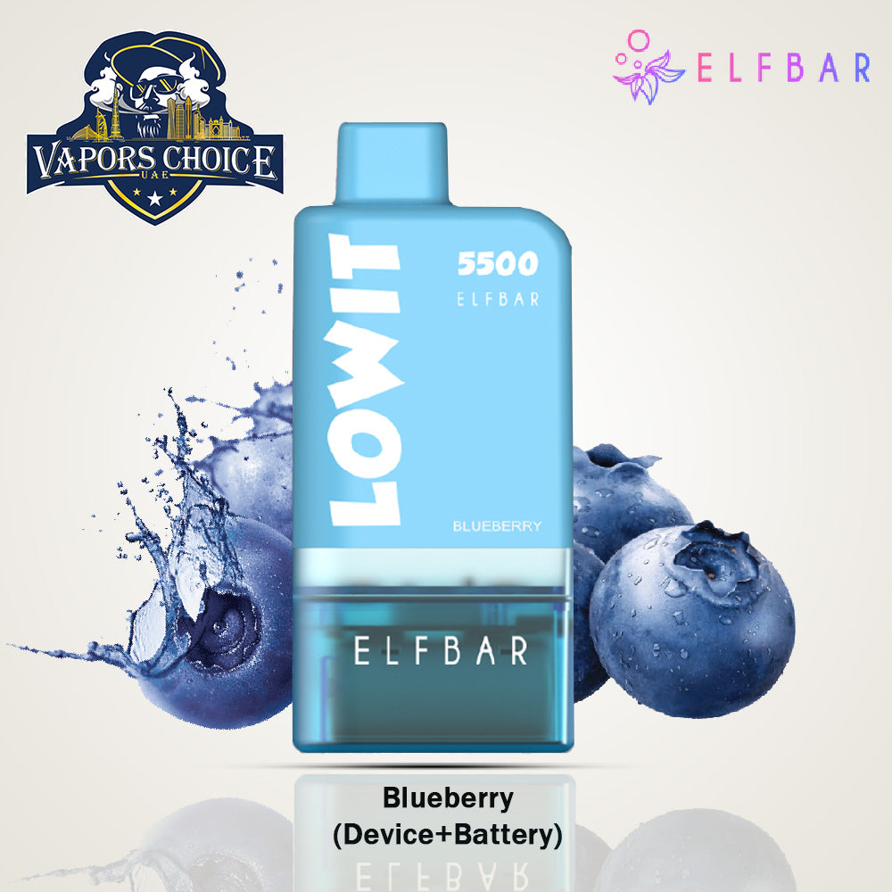 ELFBAR LOWIT (20mg) 5500 PUFFS - DISPOSABLE VAPE PRE-FILLED POD Bluberry UAE Dubai