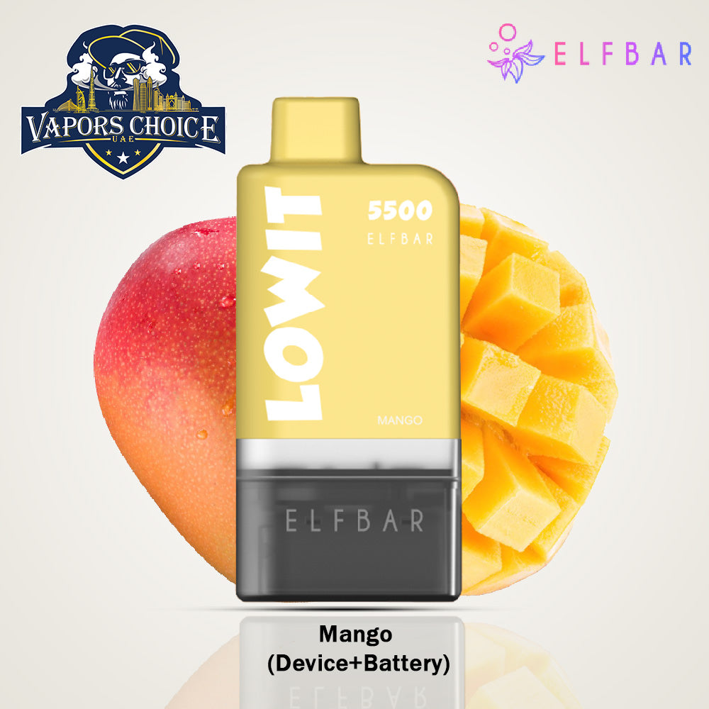 ELFBAR LOWIT (20mg) 5500 PUFFS - DISPOSABLE VAPE PRE-FILLED POD Mango UAE Abu Dhabi & Al Ain
