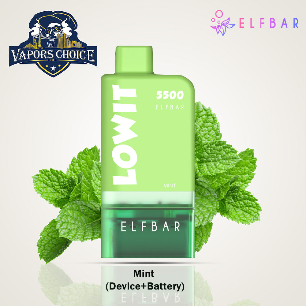 ELFBAR LOWIT (20mg) 5500 PUFFS - DISPOSABLE VAPE PRE-FILLED POD Mint UAE Dubai & Ajman