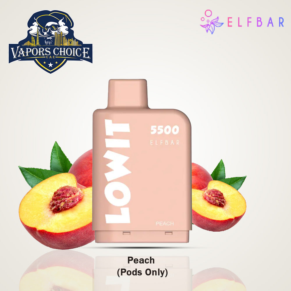 ELFBAR LOWIT (20mg) 5500 PUFFS - DISPOSABLE VAPE PRE-FILLED POD Peach Pods UAE AL Sharjah